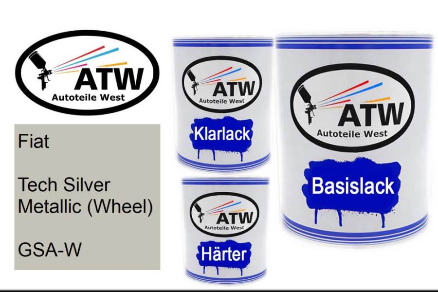 Fiat, Tech Silver Metallic (Wheel), GSA-W: 1L Lackdose + 1L Klarlack + 500ml Härter - Set, von ATW Autoteile West.